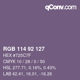 Color code: RGB 114 92 127 | qconv.com