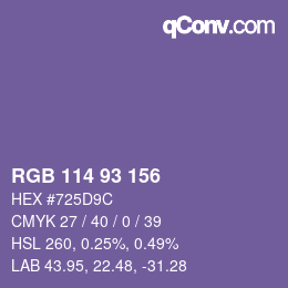 Farbcode: RGB 114 93 156 | qconv.com