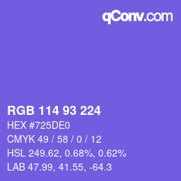 Color code: RGB 114 93 224 | qconv.com
