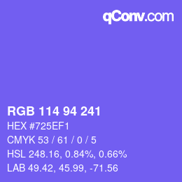 Color code: RGB 114 94 241 | qconv.com