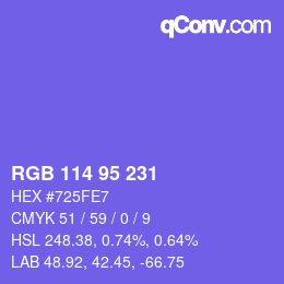 カラーコード: RGB 114 95 231 | qconv.com