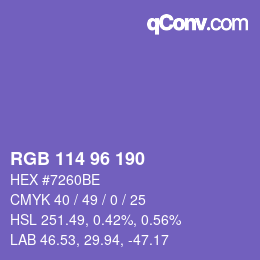 Color code: RGB 114 96 190 | qconv.com