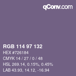カラーコード: RGB 114 97 132 | qconv.com