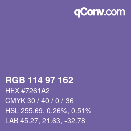 Color code: RGB 114 97 162 | qconv.com