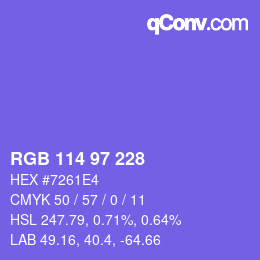 Color code: RGB 114 97 228 | qconv.com