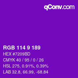 カラーコード: RGB 114 9 189 | qconv.com