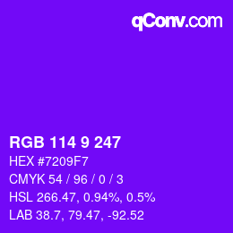 Color code: RGB 114 9 247 | qconv.com