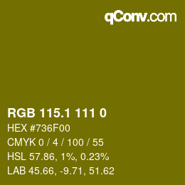 カラーコード: RGB 115.1 111 0 | qconv.com