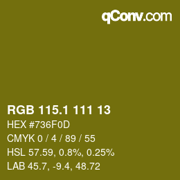 カラーコード: RGB 115.1 111 13 | qconv.com