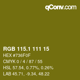 カラーコード: RGB 115.1 111 15 | qconv.com