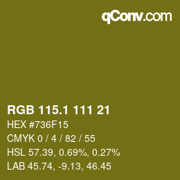 カラーコード: RGB 115.1 111 21 | qconv.com