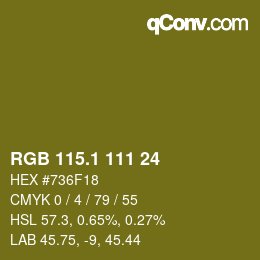 カラーコード: RGB 115.1 111 24 | qconv.com