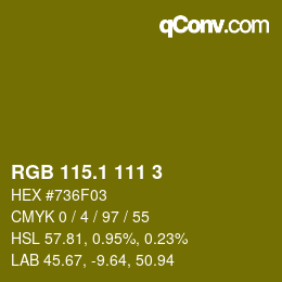 カラーコード: RGB 115.1 111 3 | qconv.com