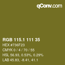カラーコード: RGB 115.1 111 35 | qconv.com