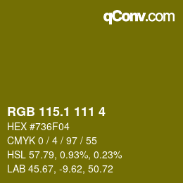 カラーコード: RGB 115.1 111 4 | qconv.com