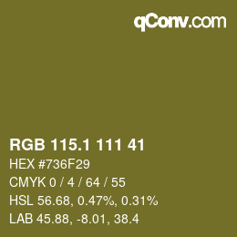 カラーコード: RGB 115.1 111 41 | qconv.com