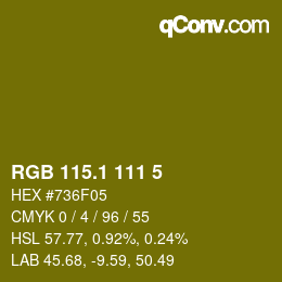 カラーコード: RGB 115.1 111 5 | qconv.com