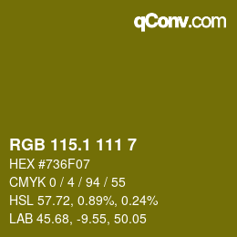 カラーコード: RGB 115.1 111 7 | qconv.com