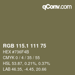 Color code: RGB 115.1 111 75 | qconv.com