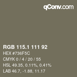 Color code: RGB 115.1 111 92 | qconv.com