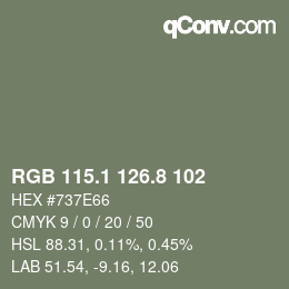 Color code: RGB 115.1 126.8 102 | qconv.com