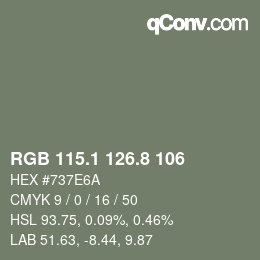 カラーコード: RGB 115.1 126.8 106 | qconv.com