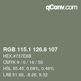 Color code: RGB 115.1 126.8 107 | qconv.com