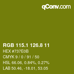 カラーコード: RGB 115.1 126.8 11 | qconv.com