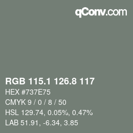 Color code: RGB 115.1 126.8 117 | qconv.com