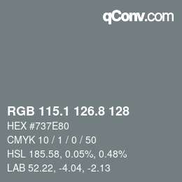 カラーコード: RGB 115.1 126.8 128 | qconv.com