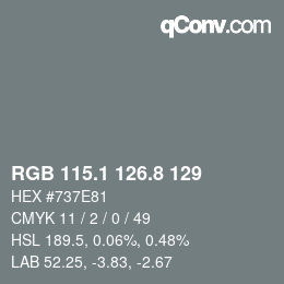 Color code: RGB 115.1 126.8 129 | qconv.com