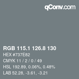 Color code: RGB 115.1 126.8 130 | qconv.com