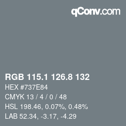 Color code: RGB 115.1 126.8 132 | qconv.com
