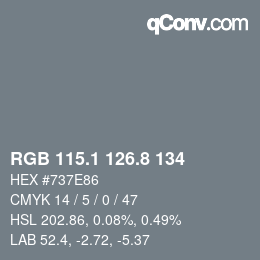 Color code: RGB 115.1 126.8 134 | qconv.com