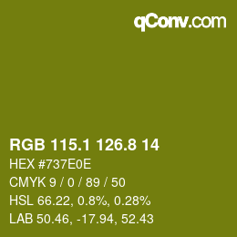 カラーコード: RGB 115.1 126.8 14 | qconv.com