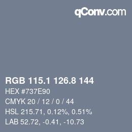 Farbcode: RGB 115.1 126.8 144 | qconv.com