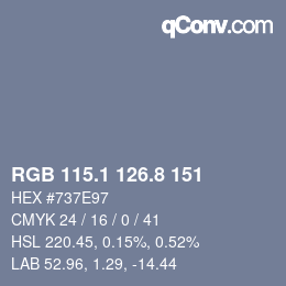 Color code: RGB 115.1 126.8 151 | qconv.com