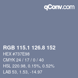 Color code: RGB 115.1 126.8 152 | qconv.com