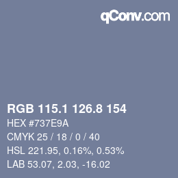Color code: RGB 115.1 126.8 154 | qconv.com