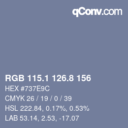 Color code: RGB 115.1 126.8 156 | qconv.com
