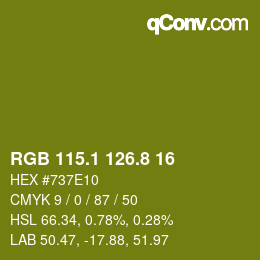 カラーコード: RGB 115.1 126.8 16 | qconv.com