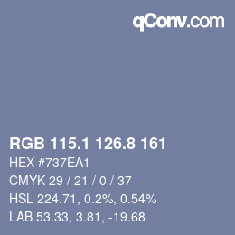 Color code: RGB 115.1 126.8 161 | qconv.com