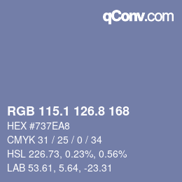 Farbcode: RGB 115.1 126.8 168 | qconv.com