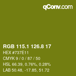 カラーコード: RGB 115.1 126.8 17 | qconv.com
