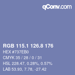 カラーコード: RGB 115.1 126.8 176 | qconv.com