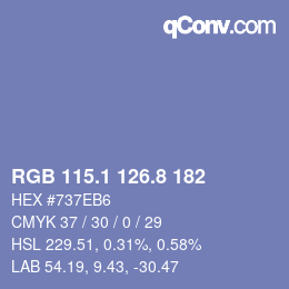 Color code: RGB 115.1 126.8 182 | qconv.com