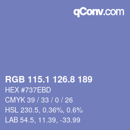 Farbcode: RGB 115.1 126.8 189 | qconv.com