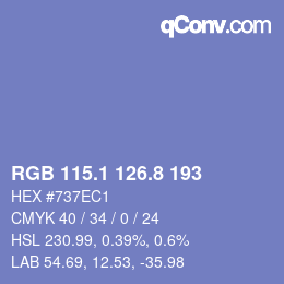 Farbcode: RGB 115.1 126.8 193 | qconv.com