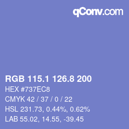 Color code: RGB 115.1 126.8 200 | qconv.com