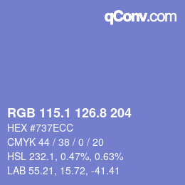 カラーコード: RGB 115.1 126.8 204 | qconv.com